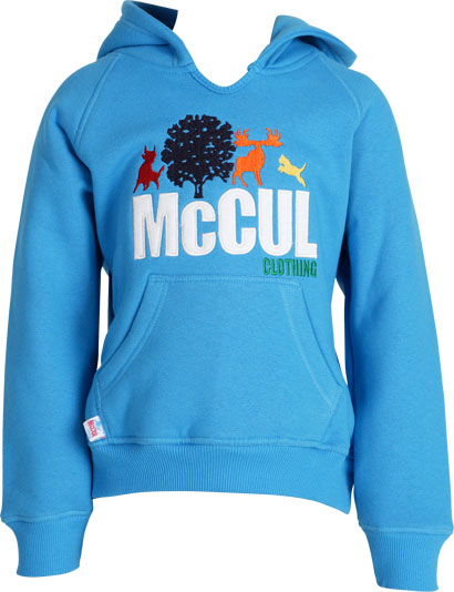 Girls Turquoise Fleece Hoody with Multi Colour McCul Embroidered Logo