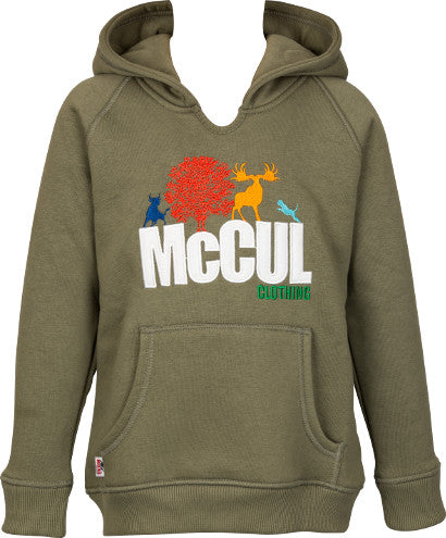 Boys Olive Fleece Hooded Top with McCul Embroidered Logo