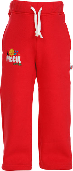 Boys Red Fleece Jog Pants with McCul Embroidery