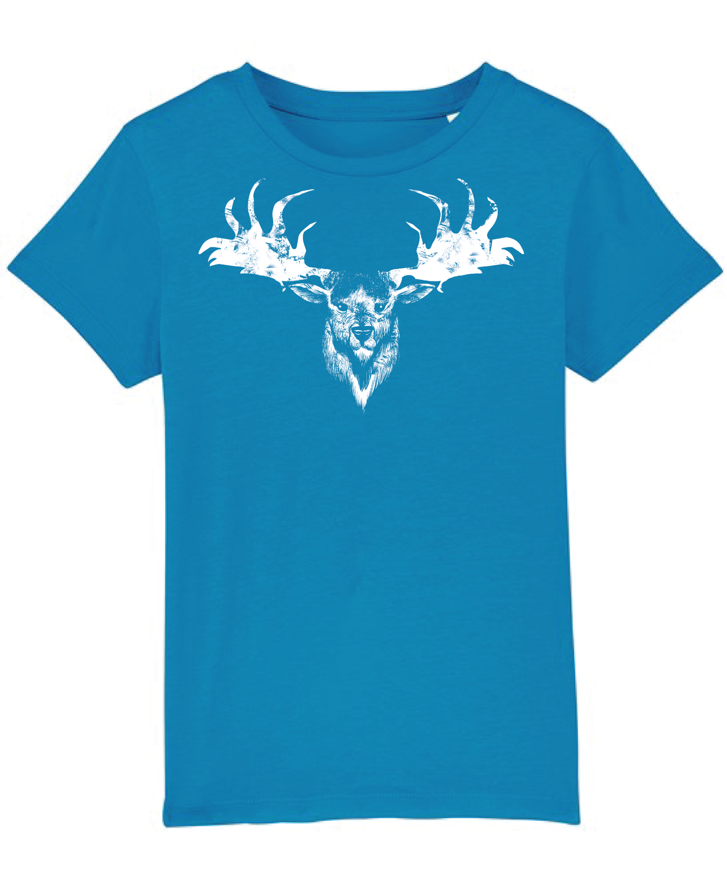 Boys New Azure Organic tee shirt with Elk print.