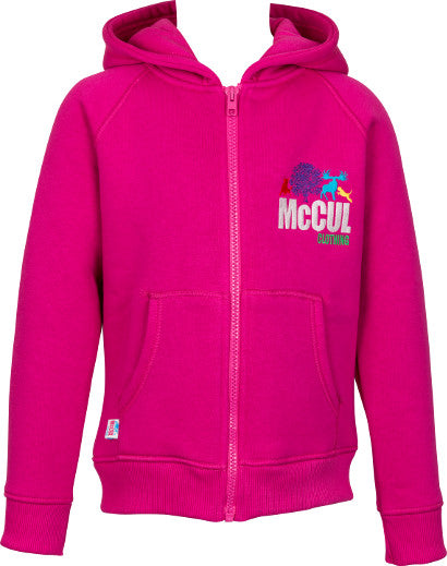 Girls Cerise Fleece Zip Jacket with McCul Embroidered Logo
