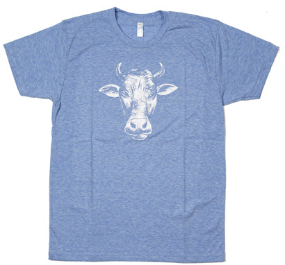 Mens New Blue Marl Organic Cotton T-Shirt with One Colour Print