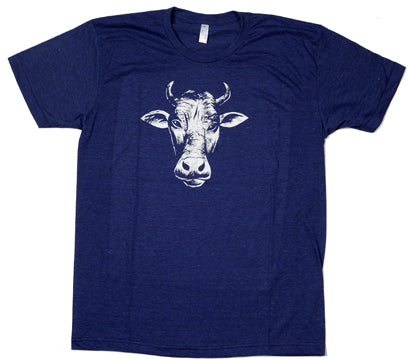 Mens New Navy Marl Organic Cotton T-Shirt with One Colour Print