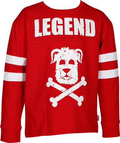 Boys Red Long Sleeve Top with Print on Front
