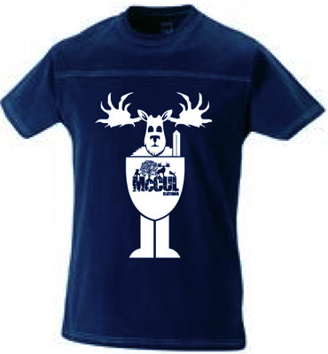 Mens New Marl Navy Organic Heavyweight T-Shirt with Elk print on Front