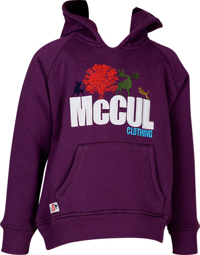Boys Aubergine Fleece Hooded Top with McCul Embroidered Logo