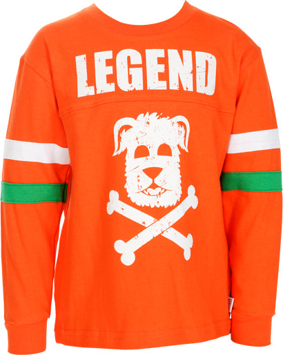 Boys Orange Long Sleeve Top with Print on Front