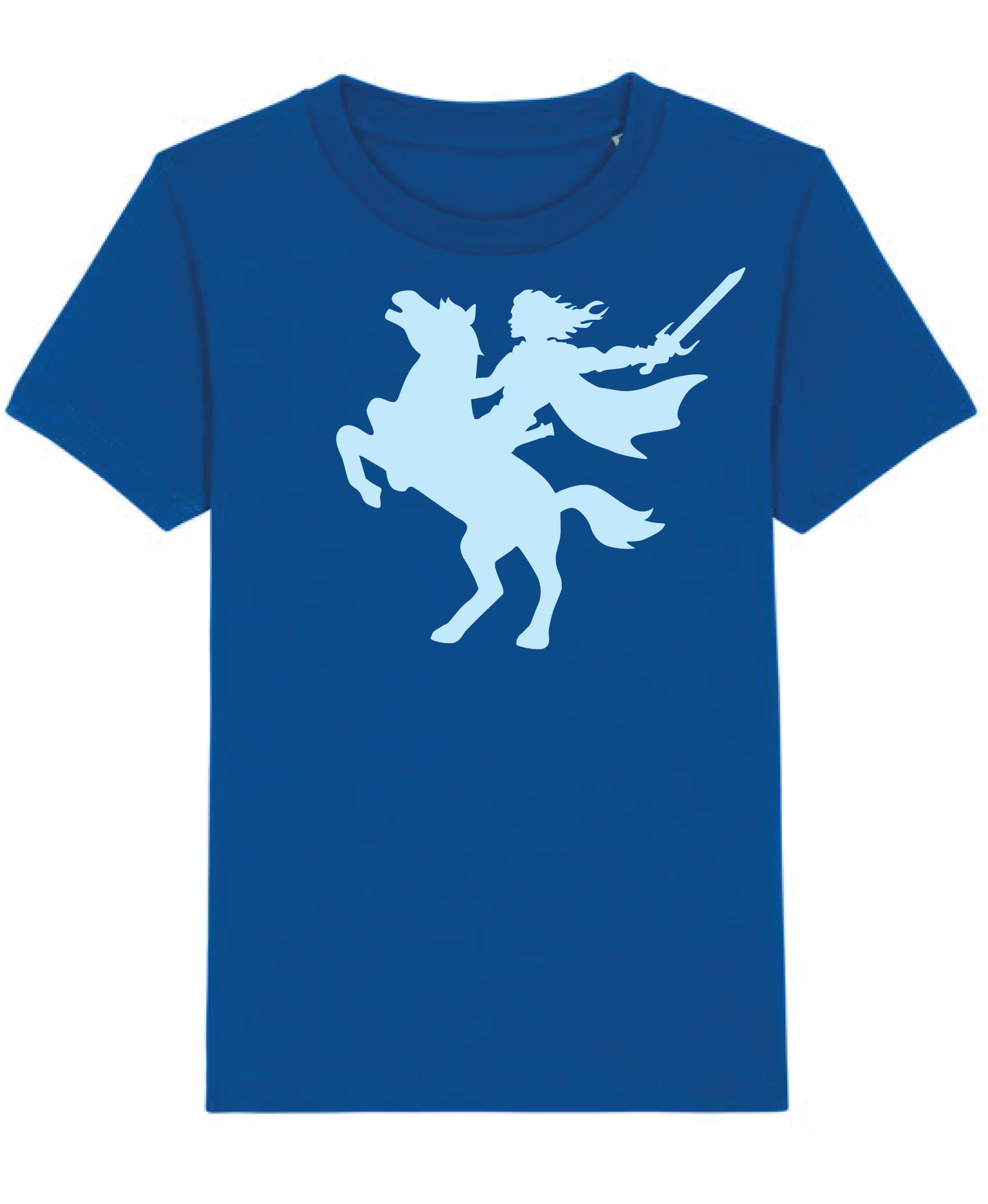 Boys New Blue Organic tee shirt with Finn flock print