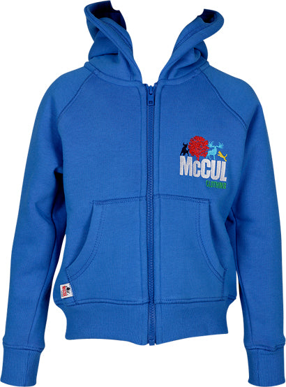 Girls Electric Blue Fleece Zip Jacket with McCul Embroidered Logo