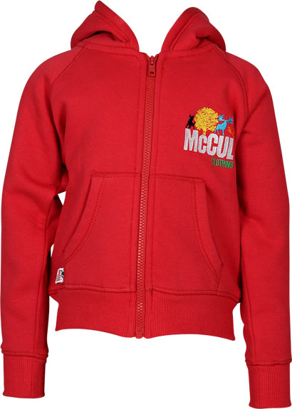Girls Red Fleece Zip Jacket with McCul Embroidered Logo