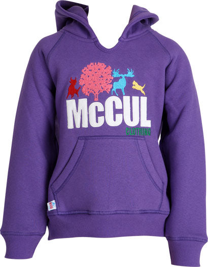 Girls Purple Fleece Hoody with Multi Colour McCul Embroidered Logo