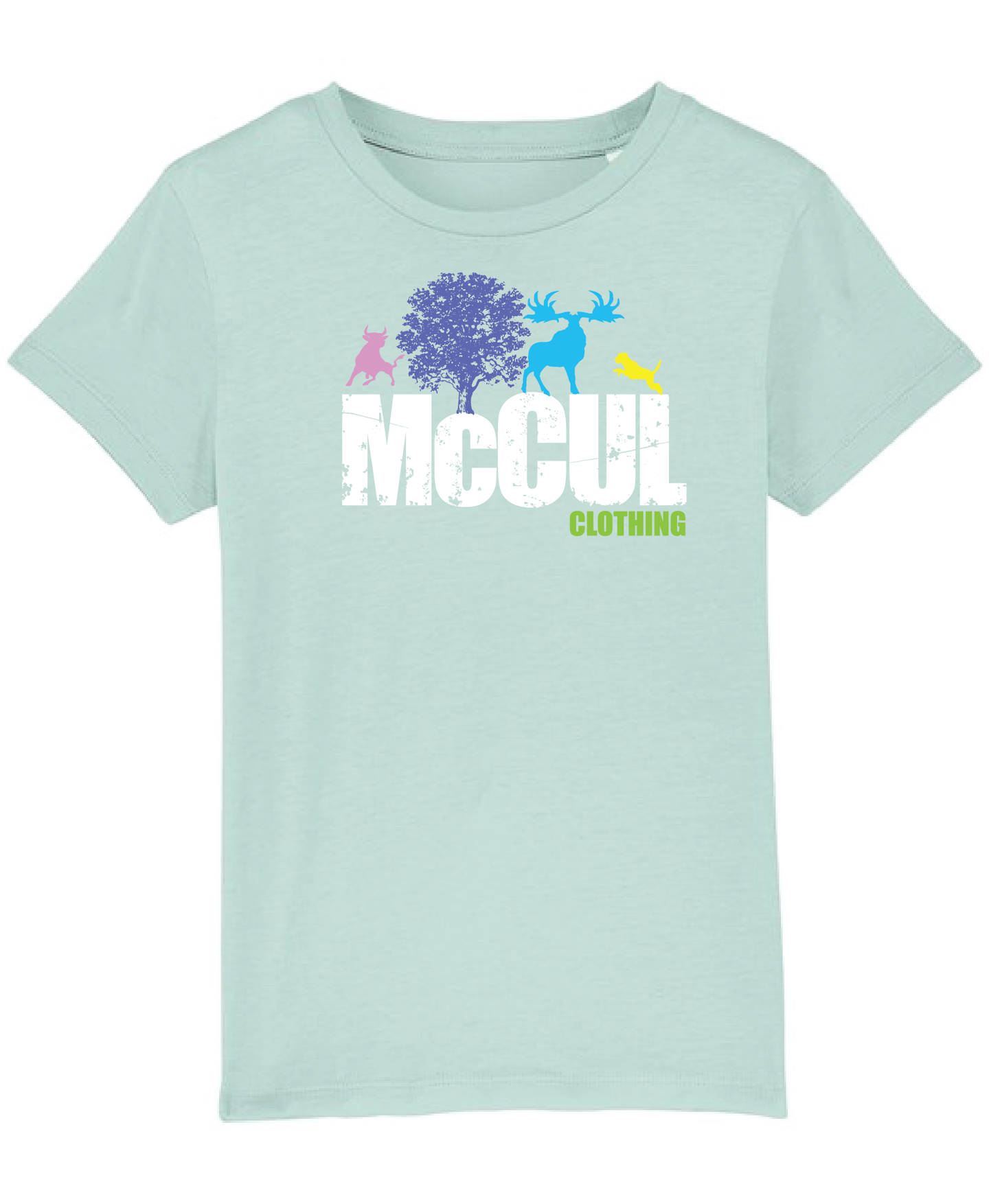 Girls New Organic Caribbean tee shirt with McCul print