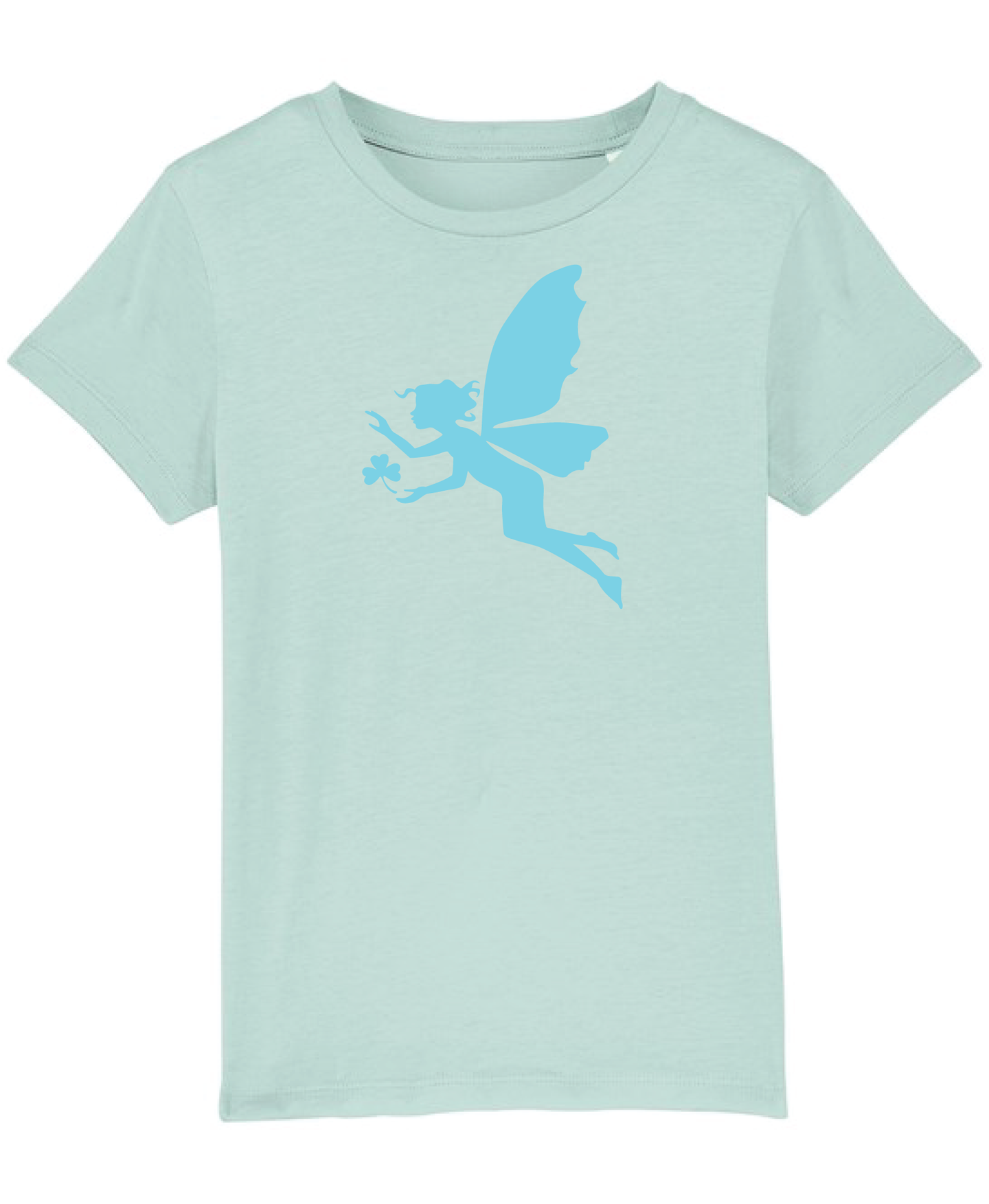 Girls New Organic Caribbean tee shirt with Fairy flock print.