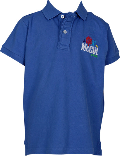 Boys Blue Heavyweight Pique Polo with McCul Embroidered Logo