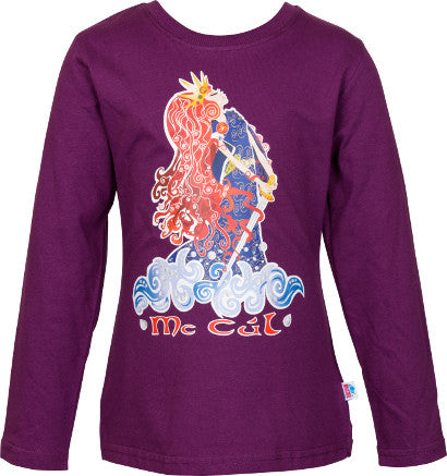 Girls Purple Long Sleeve Top with Pirate Queen Full Colour Print