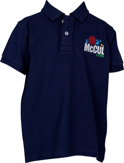 Boys Navy Heavyweight Pique Polo with McCul Embroidered Logo